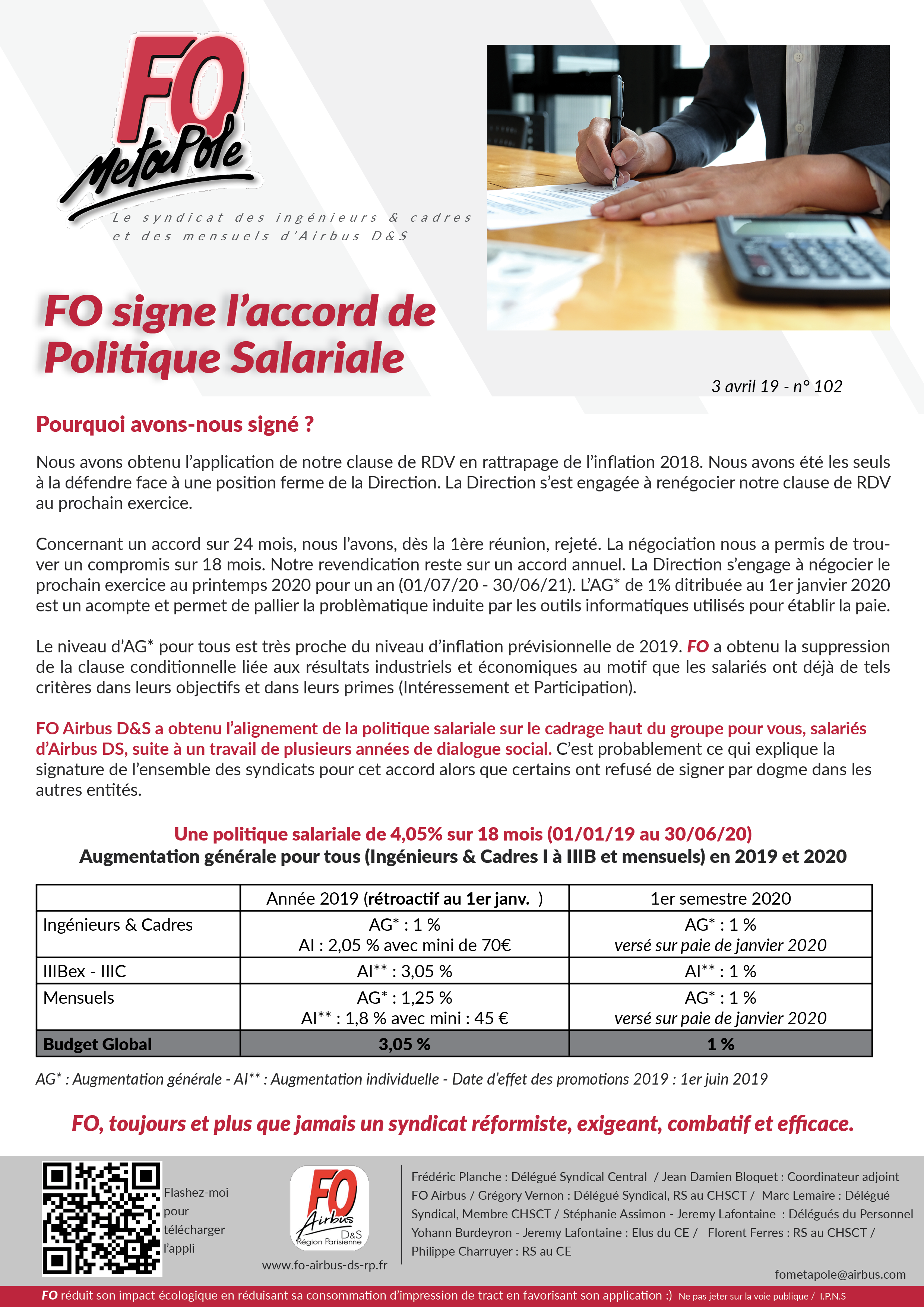 politique salariale évolue Direction Airbus FO Airbus Def & Space