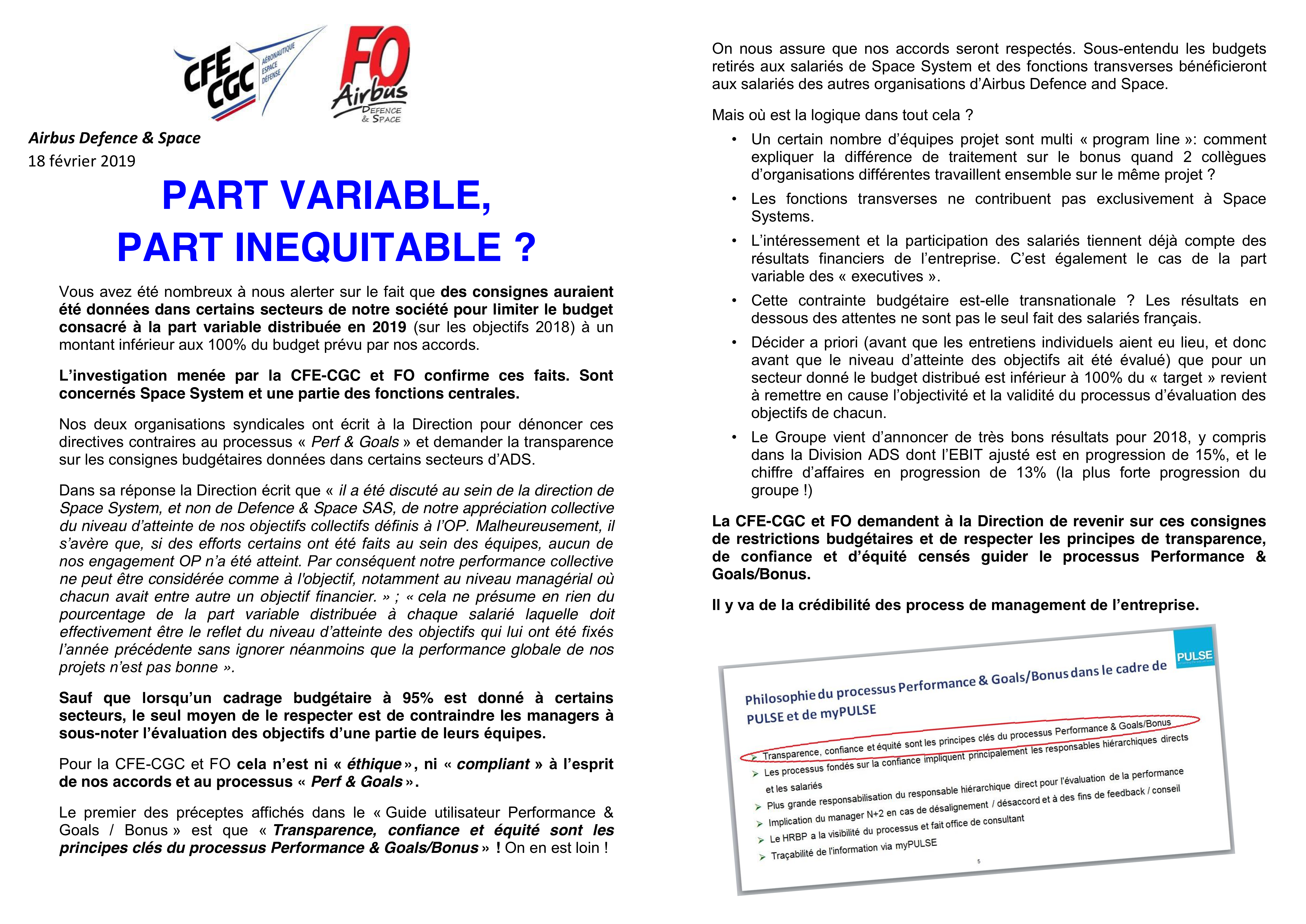 tract commun CGC-CFE FO Airbus Def & Space sur la part variable bonus cadre