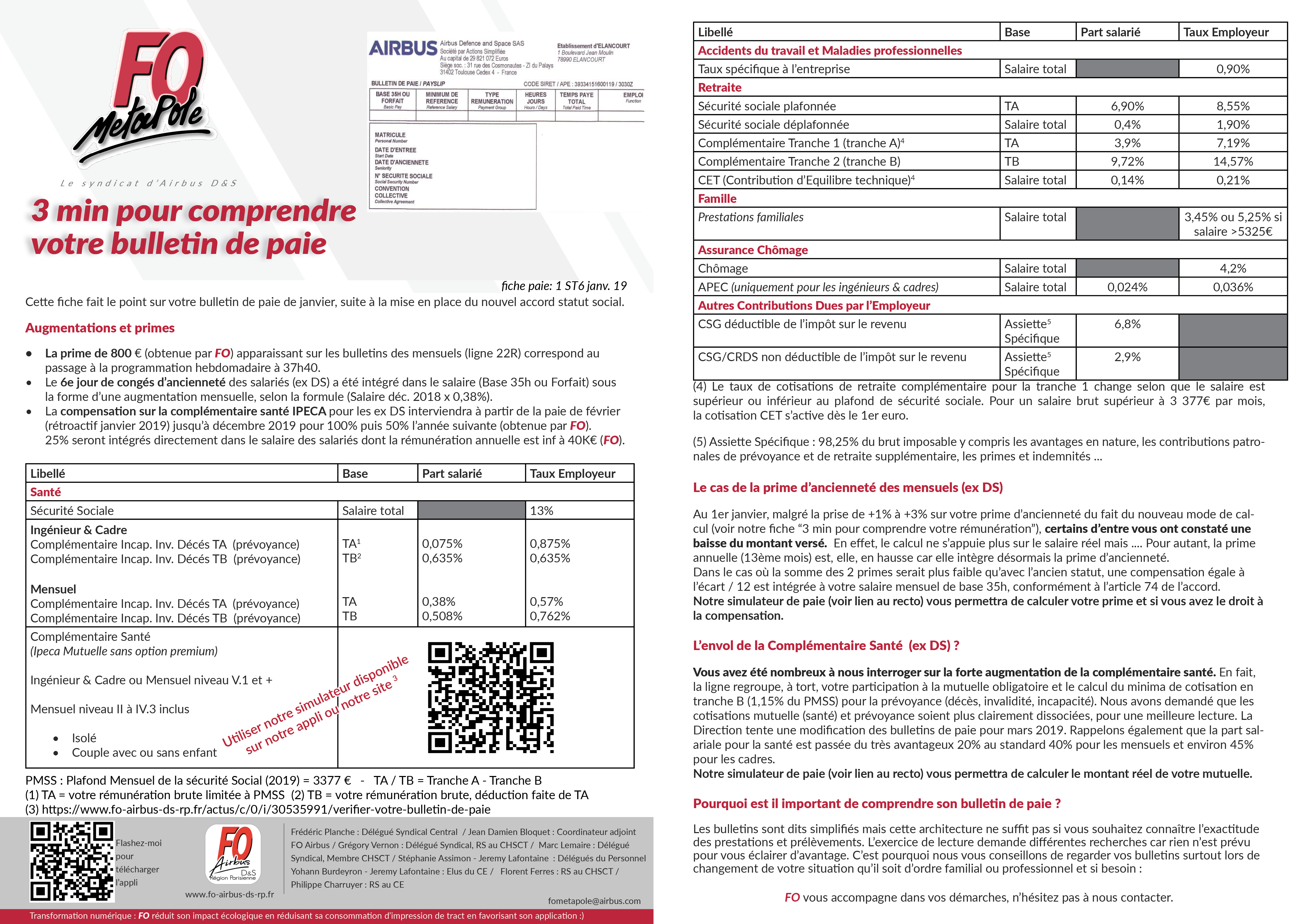 3 min pour comprendre le bulletin de paie nouvel accord statut social FO Airbus Def & Space